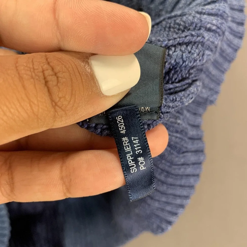 Polo By Ralph Lauren Sweater Mens XL Blue 100% Silk Cable Knit Crewneck Pullover